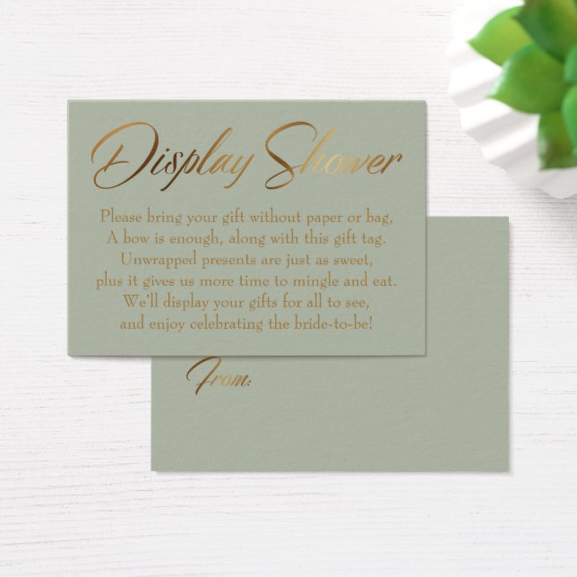 Display Shower Elegant Gold & Green Gift Tag Card (Desk)