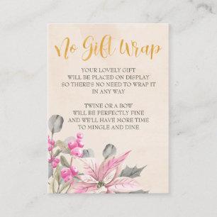 Display Shower Gold Calligraphy Pink Winter Floral Enclosure Card