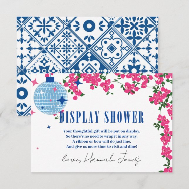 Display Shower Greek Bougainvillea bridal shower Enclosure Card (Front/Back)
