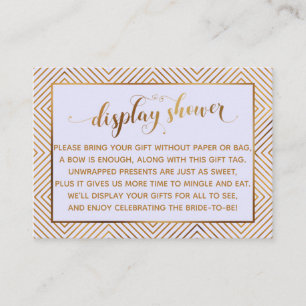 Display Shower Heart Gold Script Gift Tag Lavender Enclosure Card