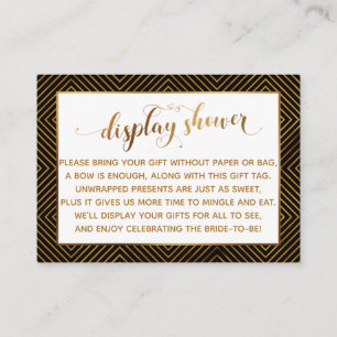 Display Shower Hearts Gold Script Black Gift Tag Enclosure Card