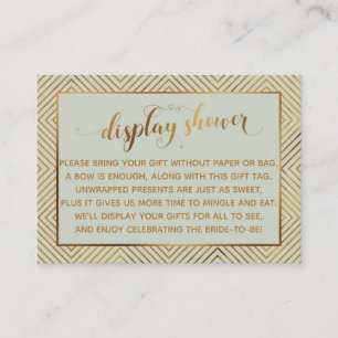 Display Shower Hearts Gold Script Gift Tag, Sage Enclosure Card