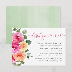 Display shower hot pink orange bright floral peony enclosure card