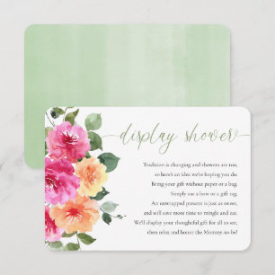 Display shower hot pink orange bright floral peony enclosure card