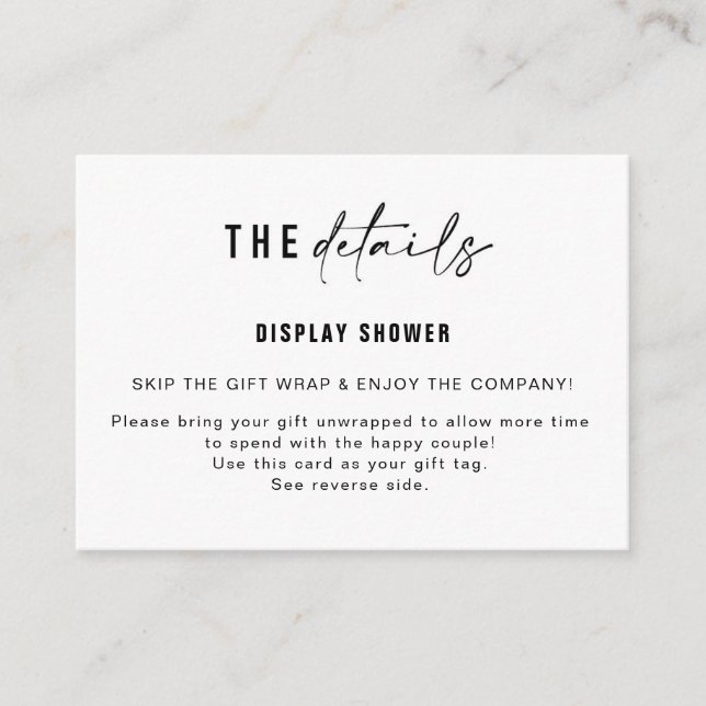 Display Shower Insert & Gift Tag | Small (Front)