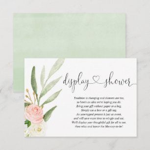 Display shower insert pink gold heart baby shower