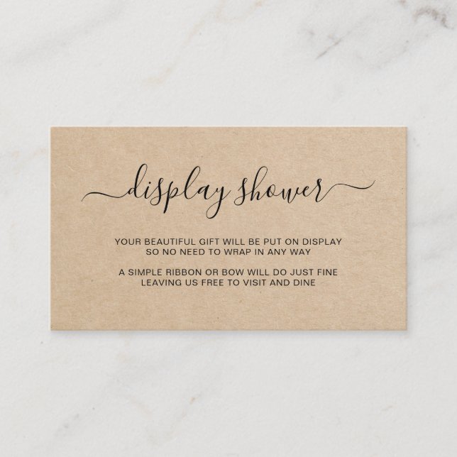 Display Shower Kraft Gender Neutral Baby Shower Enclosure Card (Front)