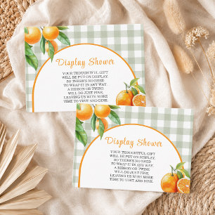 Display Shower Oranges Sage Green Gingham Enclosure Card