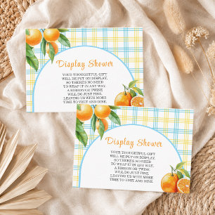Display Shower Oranges White Blue Gingham Enclosure Card