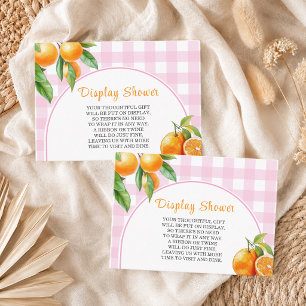 Display Shower Oranges White Pink Gingham Enclosure Card