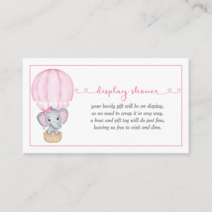 Display Shower Pink Elephant Baby Shower Enclosure Card