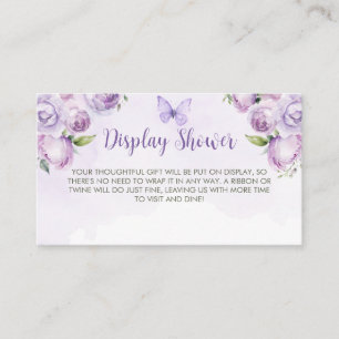 Display Shower Purple Floral Butterfly Baby Shower Enclosure Card