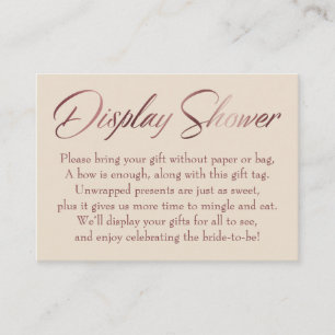 Display Shower Rose Gold on Ivory Insert Tag Card