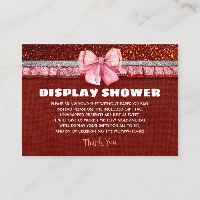 Display Shower Santa Girl Baby Shower Enclosure Card (Front)