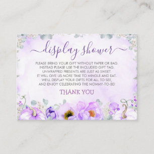 Display Shower Soft Purple Floral Pumpkins Enclosure Card
