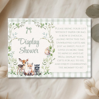 Display Shower Woodland Animals Baby Shower Enclosure Card