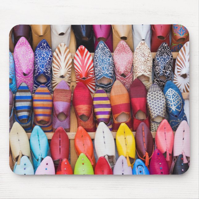 Displayed shoes in a shop in the souks mouse mat (Front)