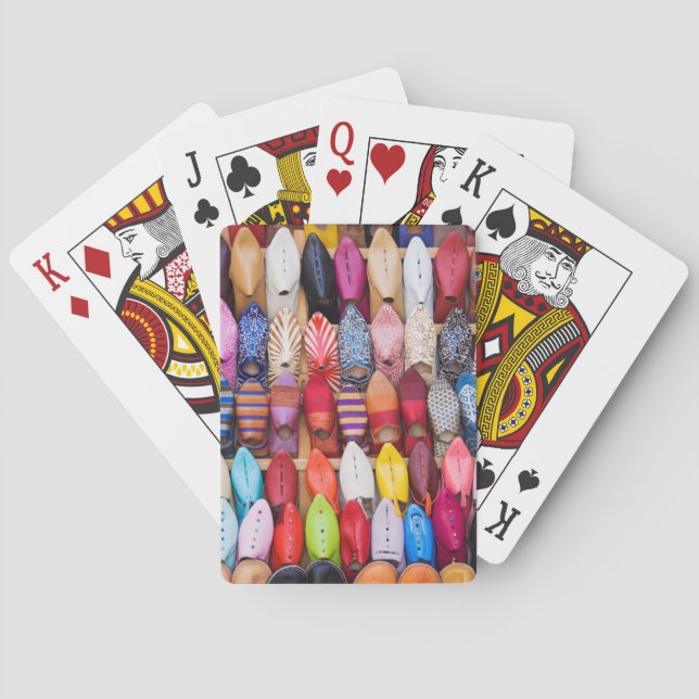 Displayed shoes in a shop in the souks playing cards (Back)