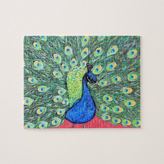 Displaying Peacock Painting Jigsaw Puzzle (Horizontal)
