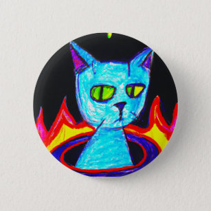 Displeased cat 6 cm round badge