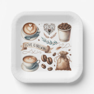 Disposable Bridal Shower Plates Love is Brewing