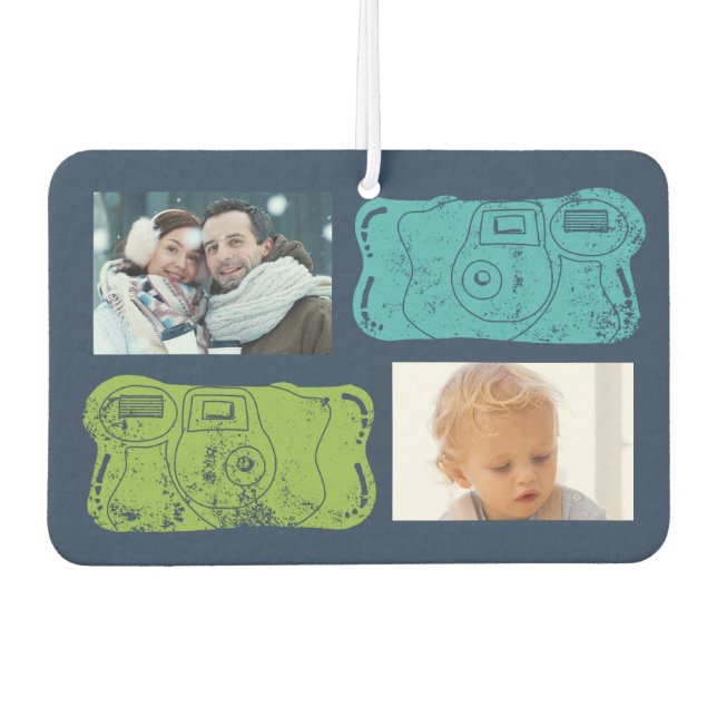 Disposable Cameras Blues and Greens Custom Photo Car Air Freshener (Front)