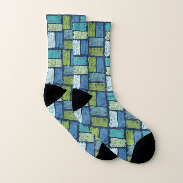Disposable Cameras Blues and Greens Patterned Socks (Pair)