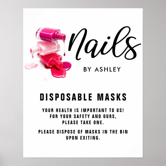 Disposable Masks Nail Salon Poster (Front)