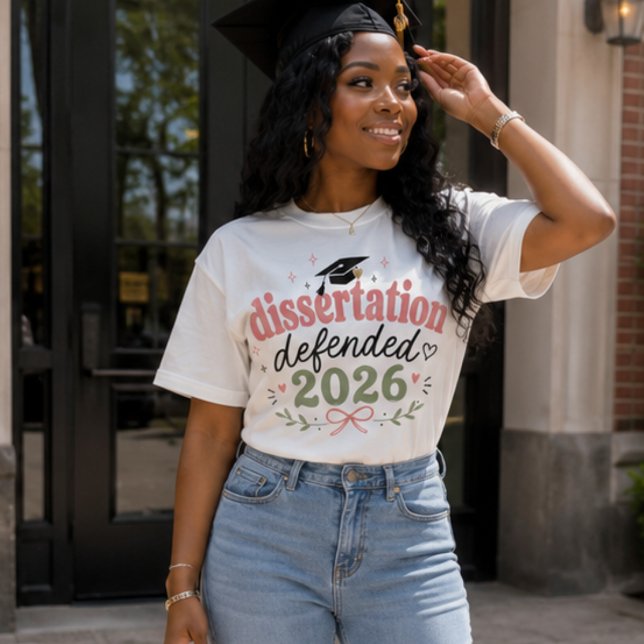 Dissertation Defended 2026 Cute PhD, EdD Tri-Blend Shirt (Creator Uploaded)