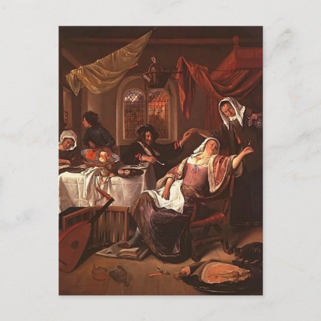 Dissolute Household by Jan Steen Postcard (Front)