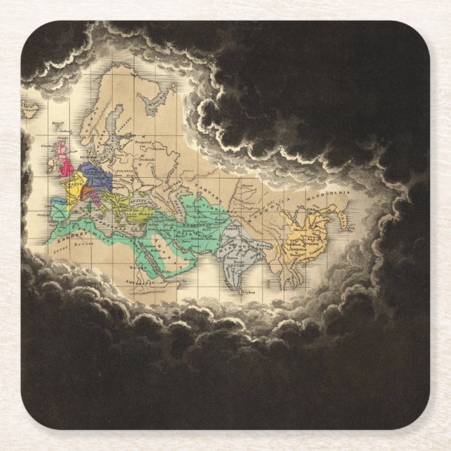 Dissolution of The Empire of Charlemagne 912 AD Square Paper Coaster (Front)