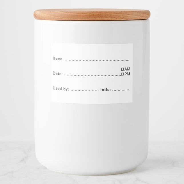 Dissolvable Food Labels for Home and Kitchen (Front)