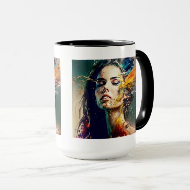 Dissolving Woman Combo Mug, 15 oz  Mug (Front Right)