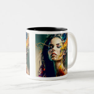 Dissolving Woman Two-Tone Mug, 11 oz  Two-Tone Coffee Mug