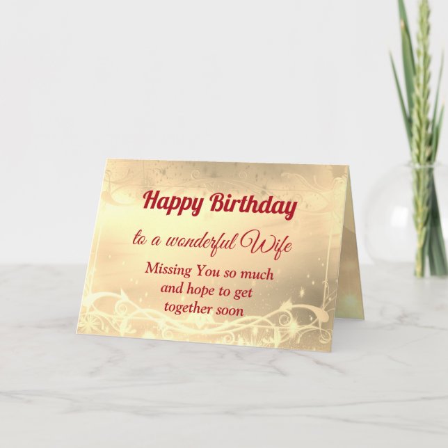 Distance Happy Birthday Wife Card (Front)