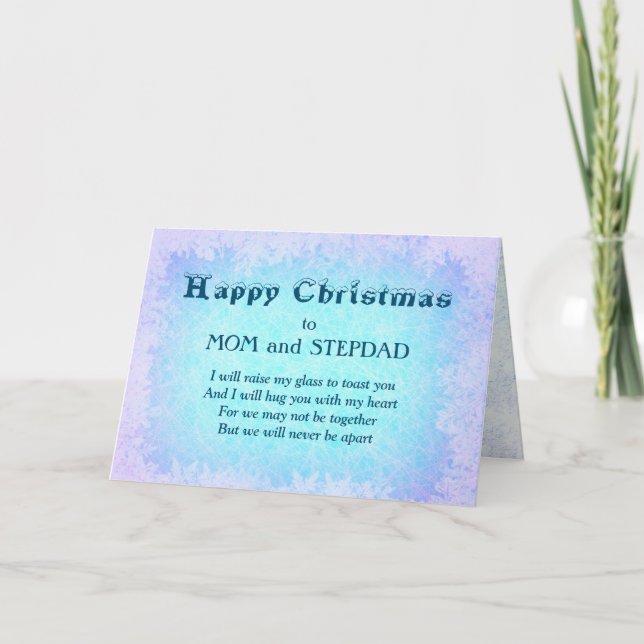 Distance Happy Christmas Mom and Stepdad Card (Front)