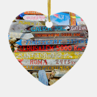 Distance sign ceramic tree decoration