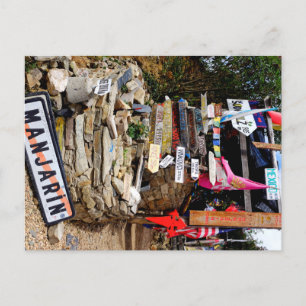Distance sign holiday postcard