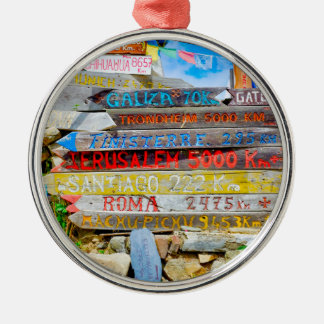 Distance sign metal tree decoration