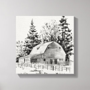 Distant Barn Sketch I Canvas Print