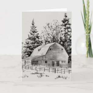 Distant Barn Sketch I Card
