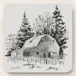 Distant Barn Sketch I Coaster
