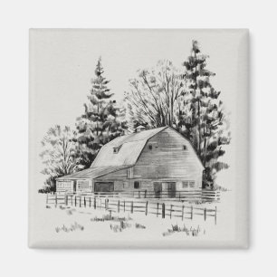Distant Barn Sketch I Magnet