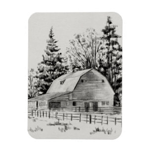 Distant Barn Sketch I Magnet