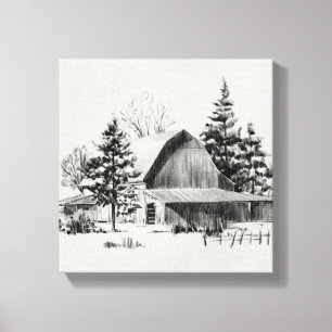 Distant Barn Sketch II Canvas Print