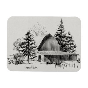 Distant Barn Sketch II Magnet