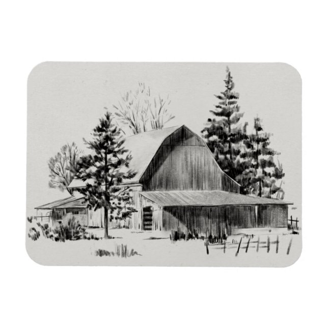 Distant Barn Sketch II Magnet (Horizontal)
