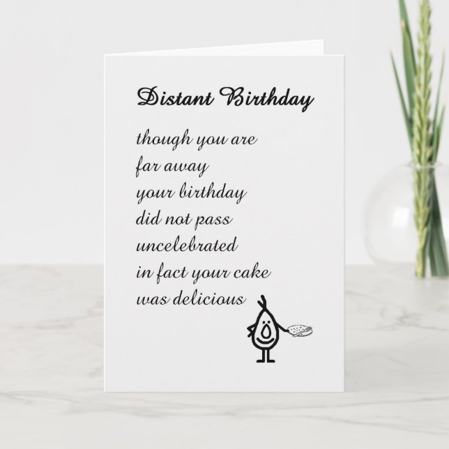 Distant Birthday - a funny birthday poem Card (Front)