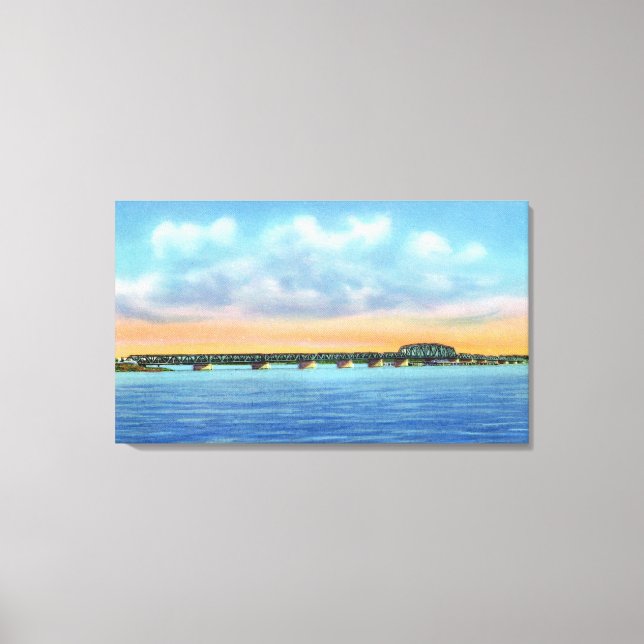Distant Lake View of the New Bridge Canvas Print (Front)