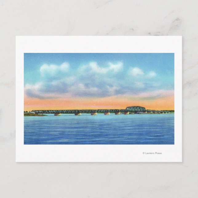 Distant Lake View of the New Bridge Postcard (Front)